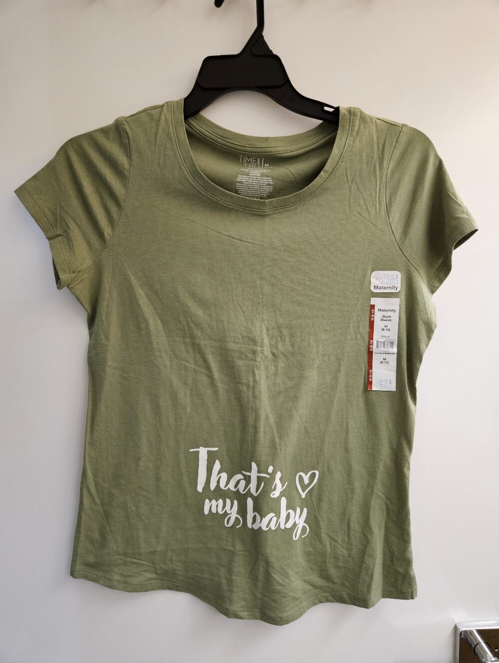 Time & Tru Maternity Graphic Tee Fresh Fern Thats My Baby Medium 8-10 Green NWT